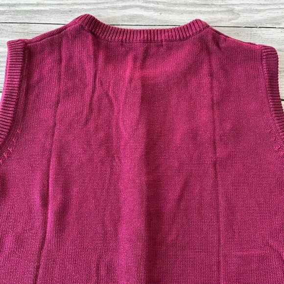 Vintage 90s Burgundy Floral Embroidered Cardigan Sweater Vest - Picture 6 of 13